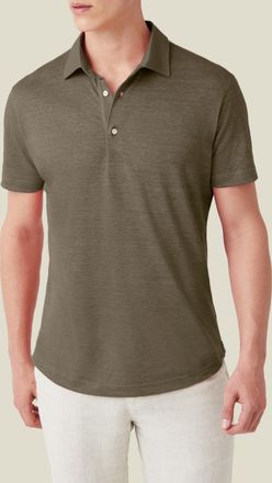 Luca Faloni Khaki Green Linen Jersey Elba Polo