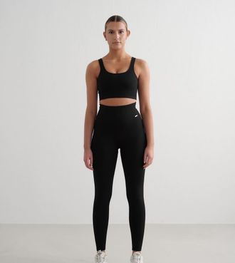 Aim'n Tall - Leggings neri a coste senza cuciture-Nero