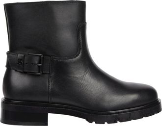 Tommy Hilfiger Zwarte Biker Enkellaarsjes - Dames - Enkellaarsjes - Zwart - 41 EU - Leer - Schoenen