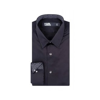Karl Lagerfeld Overhemden, Heren, Zwart, 5Xl, Katoen, Lange Mouwen Katoenen Shirt