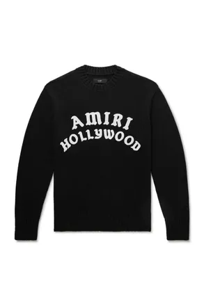 スウェット・トレーナー AMIRI Men Sweater Black AMJYTE1076 BLACK Amiri Men's Arts District Black Crew Long Sleeve Knit