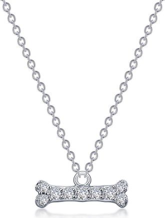 Lafonn Simulated Diamond Dog Bone Pendant Necklace in Silver at Nordstrom Rack, Size 20