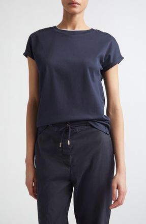 Eleventy Layered Crewneck T-Shirt in 11-01 Blue/white at Nordstrom, Size X-Small