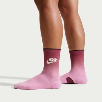 Nike Unisex Run Midweight Running Crew Socks (1 Pair) in Pink | IZ2744-661