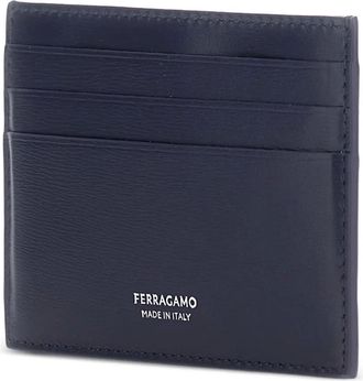 Ferragamo Portacarte in pelle con logo - Blu