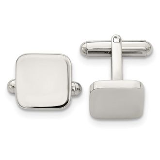 Diamond2Deal Stainless Steel Polished Rounded Square Cufflinks