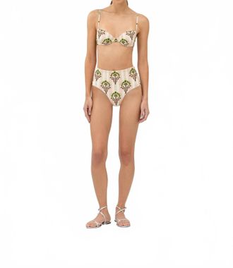Agua Bendita Magenta Moriche Embroidered Bikini Bottom In Neutral/pink