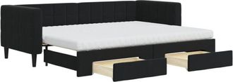 vidaXL Vidaxl - Sof&aacute; Cama Nido Con Cajones Terciopelo Negro 80x200 Cm