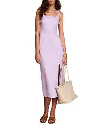 Mint Velvet Linen Bow Detail Midi Dress in Lilac at Nordstrom, Size 12