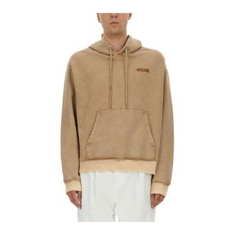 Moschino Sudadera con Capucha de Algod&oacute;n Lavado - Sweatshirts & Hoodies - Hombre - Marr&oacute;n - XL