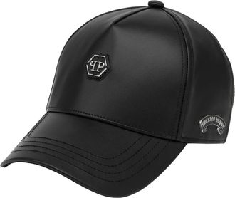 Philipp Plein Baseball Cap Hexagon - Heren - Petten - Zwart - ONE Size - Leer - Accessoires