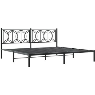 vidaXL Metal Bed Frame without Mattress with Headboard Black 193x203cm vidaXL