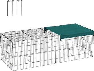 OEM Jaula Para Animales Peque&ntilde;os De Acero Con Puertas Y Tela Superior Para Conejos Chinchillas Gallinas 220x85x70 Cm Verde