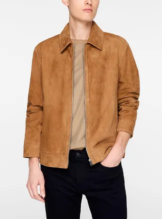BOSS Mens Suede zip-up jacket