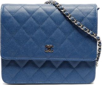 Chanel Borsa a spalla con catena anni 16-17 - Blu
