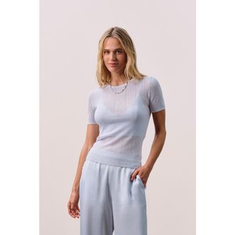 Naked Cashmere Short Sleeve Pointelle Layering T Shirt in Cloud at Nordstrom, Size X-Small