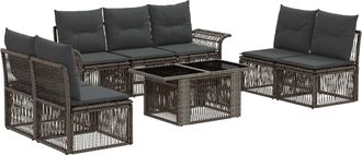 vidaXL Conjunto De Sof&aacute;s De Jard&iacute;n 8 Uds. Gris Y Gris Oscuro Vidaxl