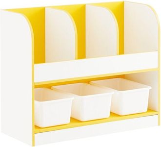 SoBuy Sobuy - Children Kids Bookcase Bookshelf Toy Shelf Storage with 3 Plastic Boxes,KMB107-G