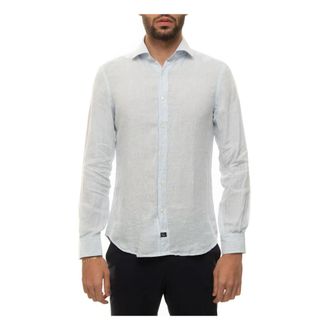 Fay Gestreept Frans Hals Linnen Shirt - Heren - Casual Overhemden - Blauw - L - Linnen - Overhemden