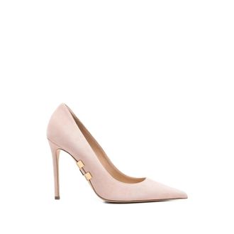 Elisabetta Franchi Pumps, female, Pink, Size: 11 US Suede pumps with jewel logo