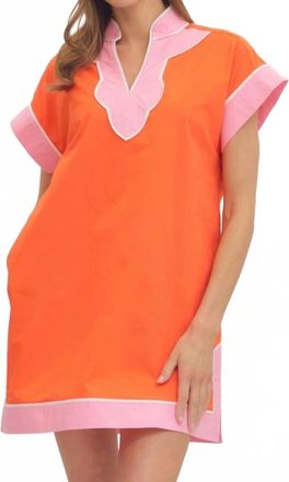 Entro Scallop Contrast Mini Dress In Orange