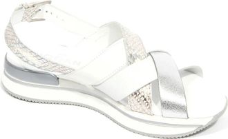 Hogan Sandaal met gekruiste banden in wit/zilver - Dames - Sandalen - Wit - 36 EU - Schoenen
