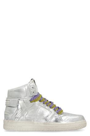 Philippe Model Womens La Grande Woman Leather High-top Sneakers - Silver - Size EU 36