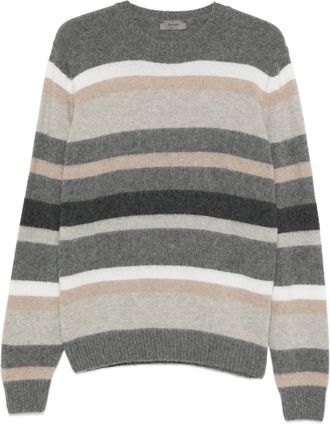 Ferrante Gestreepte trui met ronde hals - Grijs