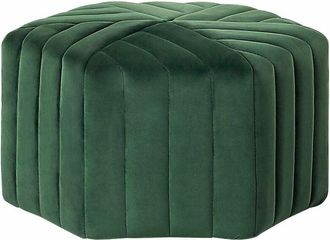 Beliani Pouf in Velluto Color Verde Scuro 29 x 53 x 48 cm Forma Esagonale Murietta