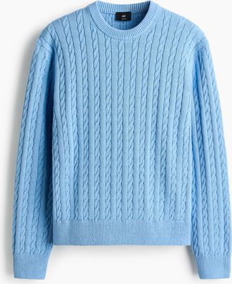 H&M Zopfpullover in Regular Fit - Blue