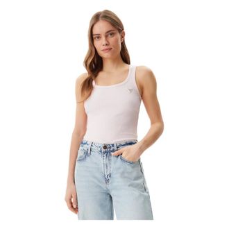 Guess Sleeveless Tops, female, Pink, Size: XL Colette Rib Tank