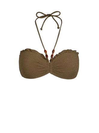 Change of Scenery Alexis Beaded Halter Bikini Bikini Top in Martini Metallic at Nordstrom, Size X-Small