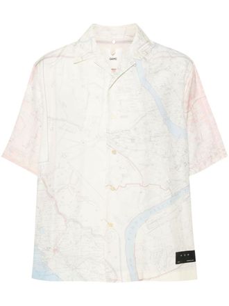 OAMC map-print short-sleeves shirt - men - Viscose/Polyester - S - Neutrals
