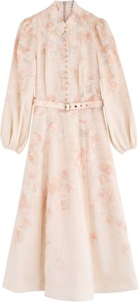 Zimmermann Crush Floral-print Belted Linen Maxi Dress - Multi Floral - 0 (UK 8 / S)