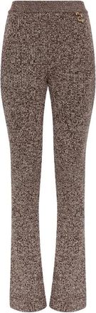 Sportmax Velo Ribbed-Knit Broeken - Dames - Wijde Broeken - Bruin - M - Wol - Broeken