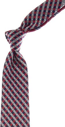 Canali Red & Blue Xo/Plaid Reversible Silk Tie