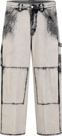 Nine In The Morning Contrast-Wash Pat Cotton Denim Carpenter Jeans