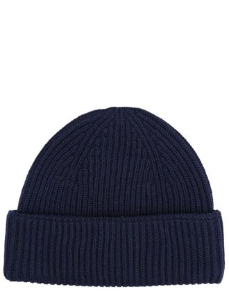 Maison Kitsun&eacute; PM06112KT1022_0413 Wool Fox-Patch Beanie - Blue