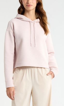 Zella Ottoman Cotton Blend Ribbed Hoodie in Pink Hush at Nordstrom, Size Xx-Large