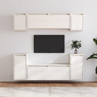 Berkfield Home TV Cabinets 6 pcs White Solid Wood Pine
