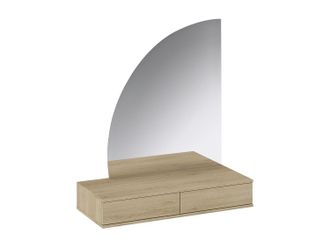 Vente-Unique Tocador suspendido con espejo LED - 2 cajones - Color: Natural claro - JINEZA