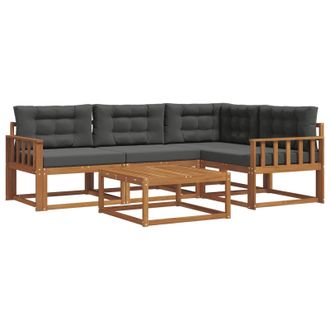 vidaXL Conjunto De Sof&aacute;s De Exterior 5 Pcs Natural Y Antracita Vidaxl