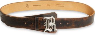 R13 Logo Buckle Leather Belt in Vintage Brown at Nordstrom, Size X-Small/small