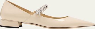 Jimmy Choo London Bing Patent Crystal-Strap Ballerina Flats