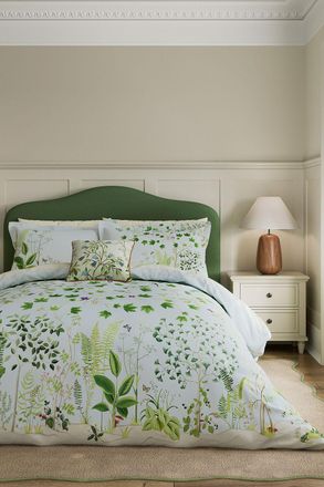 Sanderson Sycamore & Oak Cotton Sateen Duvet Cover Set in Blue | Size: Super King