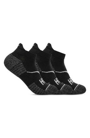 Hoka One One Run 3-Pack No-Show Socks in Black /Black /Black at Nordstrom, Size Large