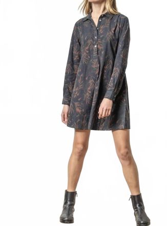 Lilla P Belted Long Sleeve Shirt Dress In Onyx/java Print