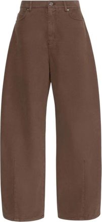 Max Mara Barrel Leg Pants - Dames - Loose Fit Jeans - Bruin - 2XS - Katoen - Jeans