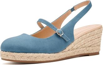 Journee Collection Asmyna Womens Wedge Shoes Denim : 7.5 M, Synthetic