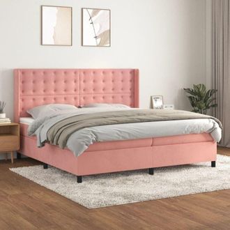 vidaXL Vidaxl - Cama Box Spring Con Colch&oacute;n Terciopelo Rosa 200x200 Cm